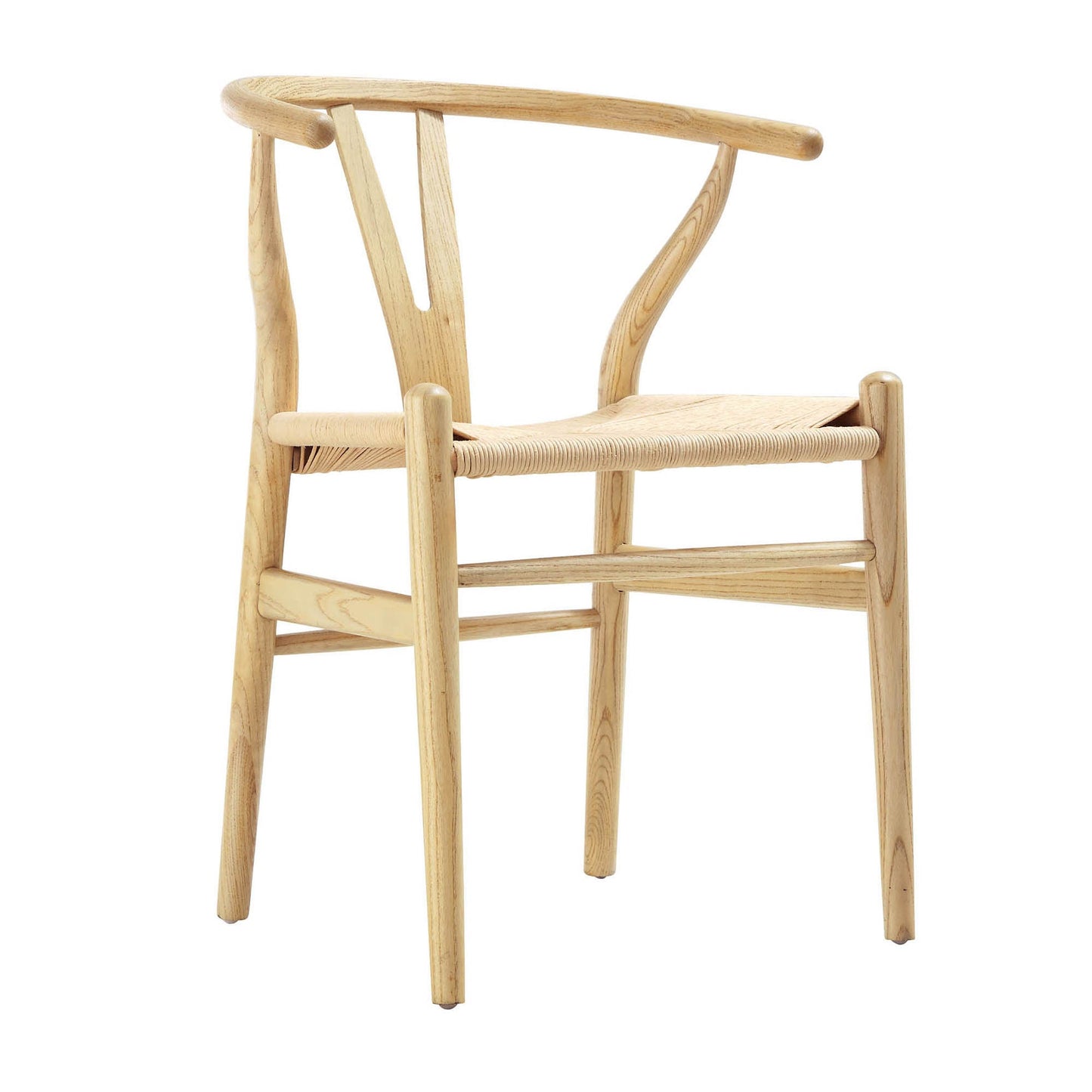 Chaise de salle à manger Hansel en bois tressé naturel, structure naturelle