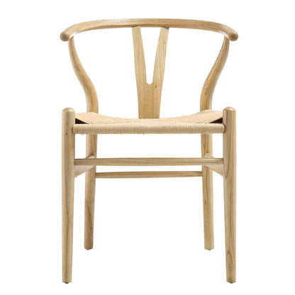 Chaise de salle à manger Hansel en bois tressé naturel, structure naturelle