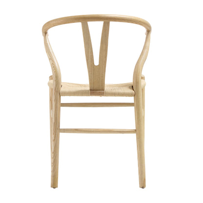 Chaise de salle à manger Hansel en bois tressé naturel, structure naturelle