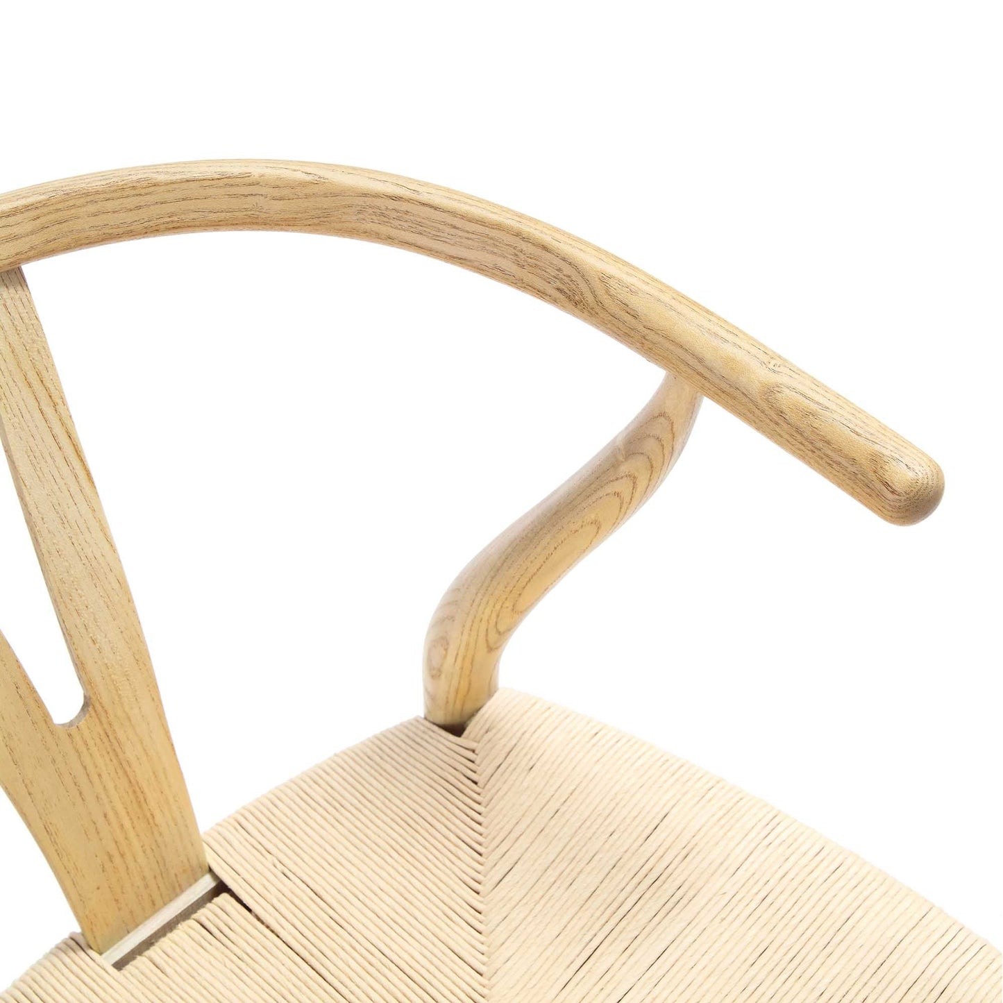 Chaise de salle à manger Hansel en bois tressé naturel, structure naturelle
