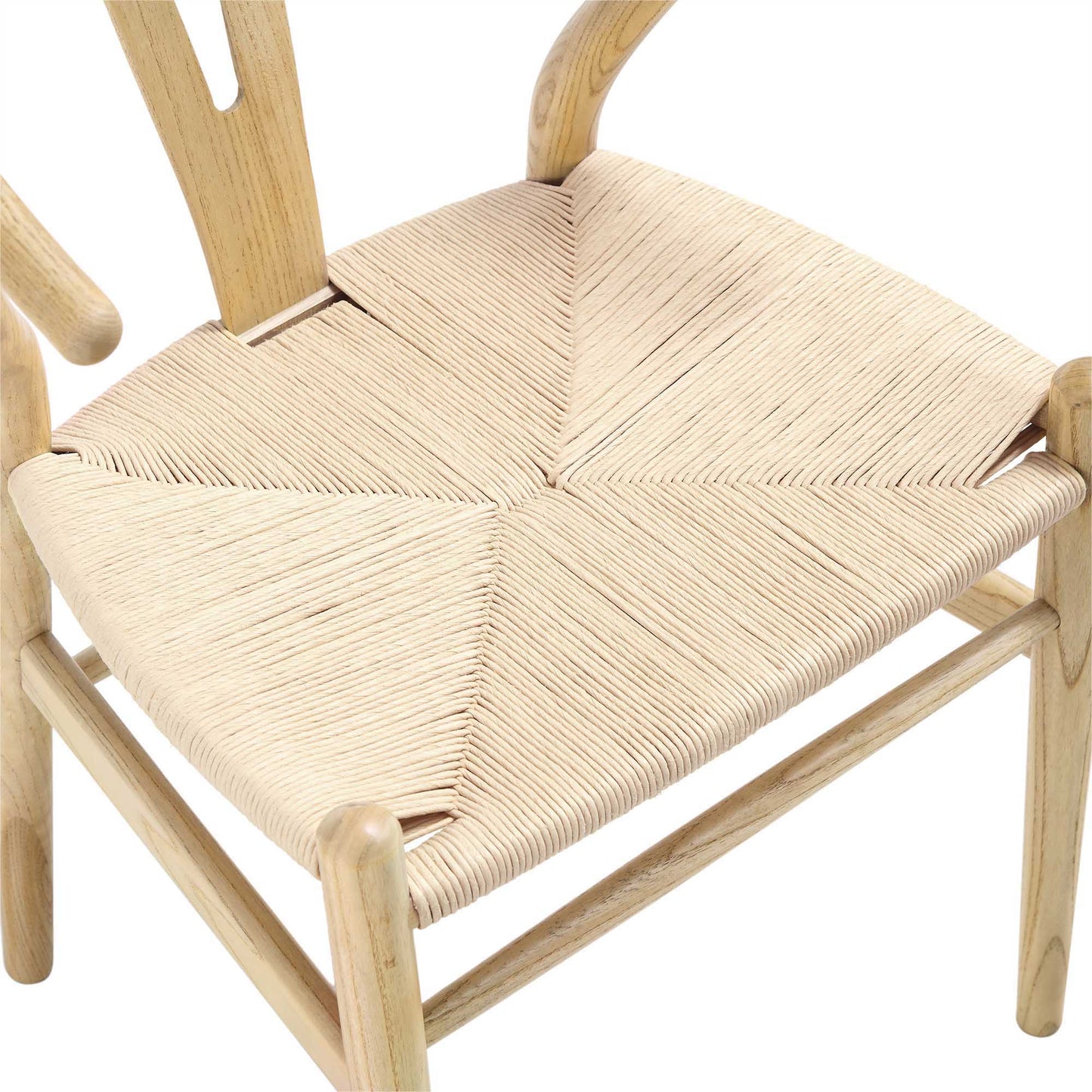 Chaise de salle à manger Hansel en bois tressé naturel, structure naturelle