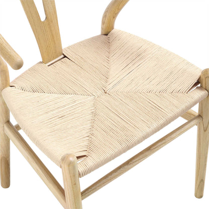 Chaise de salle à manger Hansel en bois tressé naturel, structure naturelle