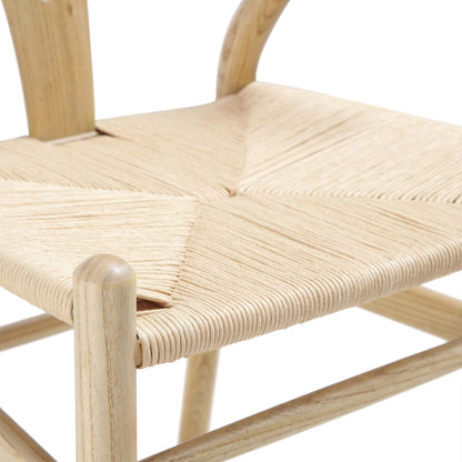 Chaise de salle à manger Hansel en bois tressé naturel, structure naturelle