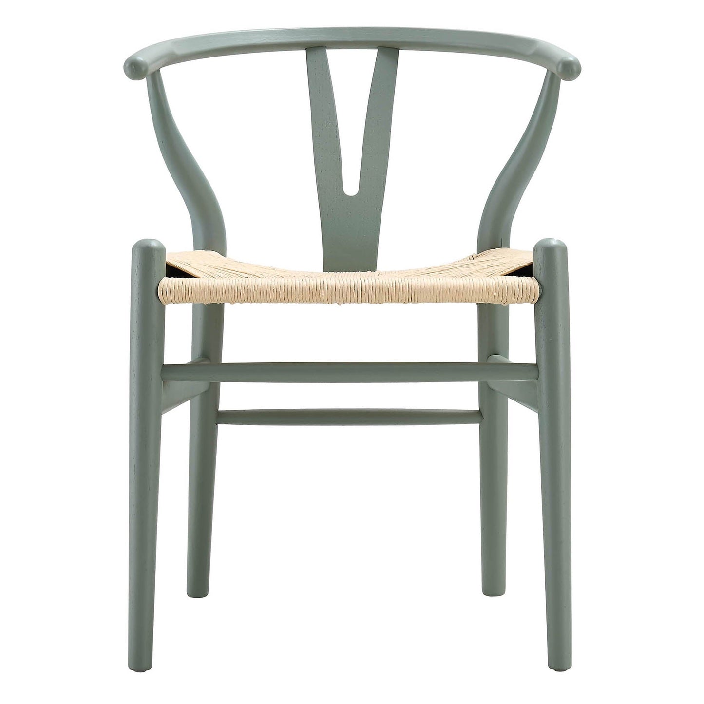 Chaise de salle à manger Hansel en bois tressé naturel, structure vert sauge