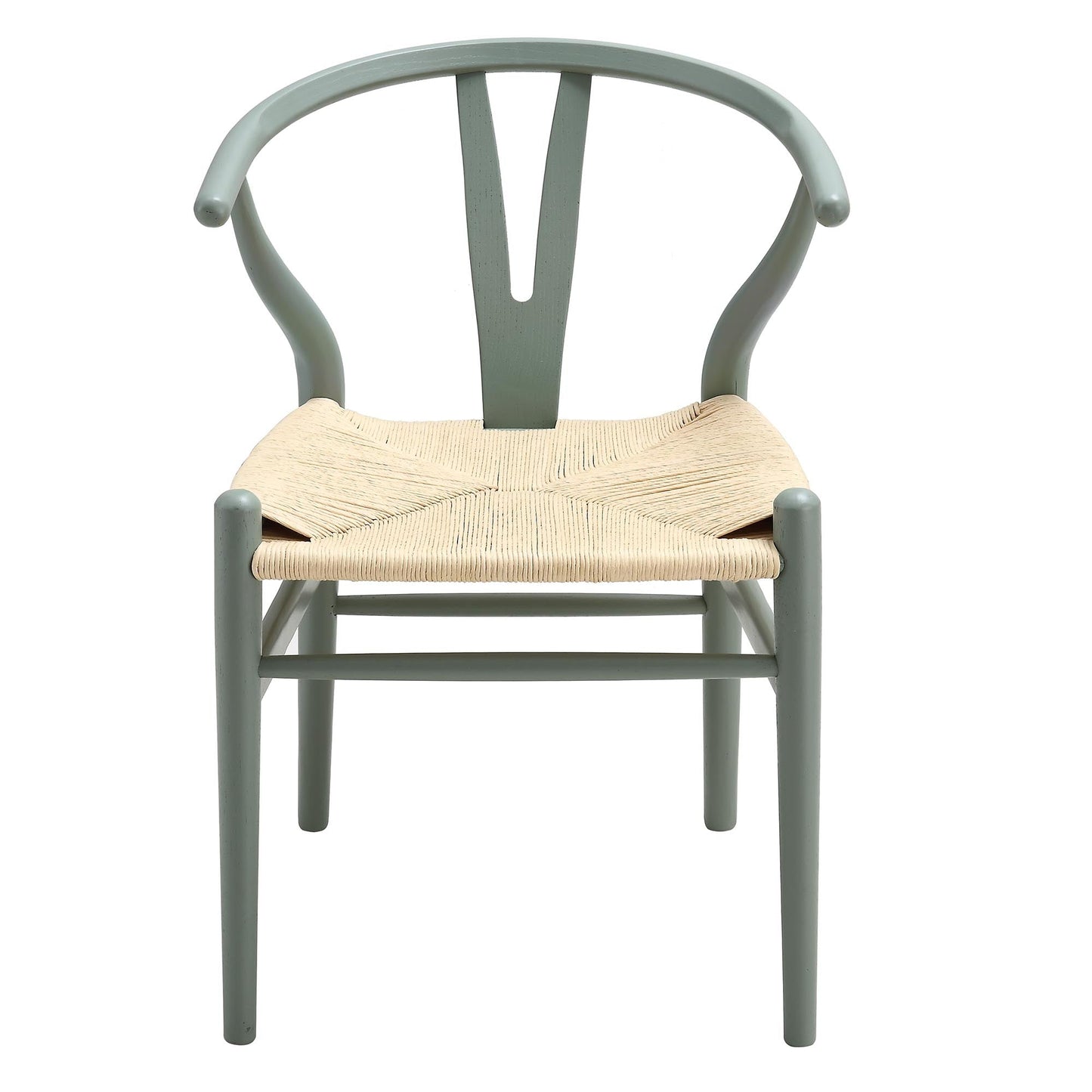 Chaise de salle à manger Hansel en bois tressé naturel, structure vert sauge