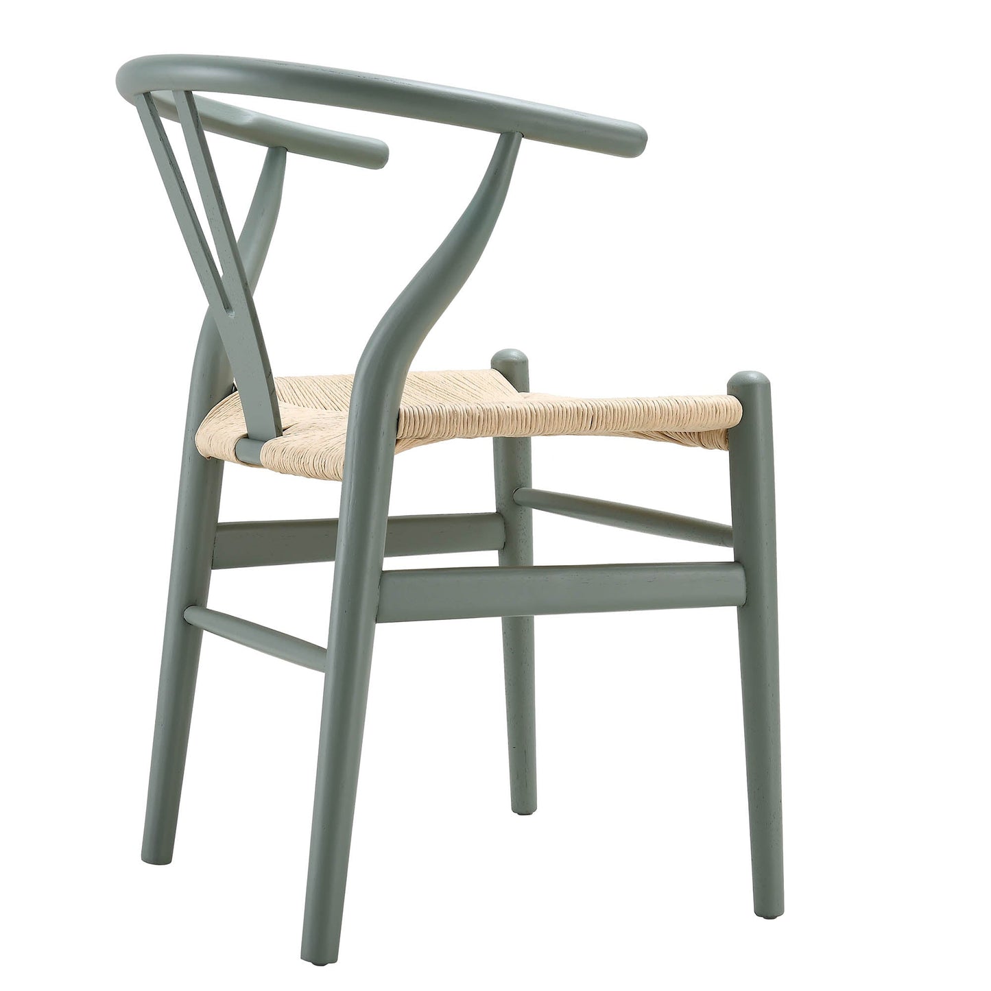 Chaise de salle à manger Hansel en bois tressé naturel, structure vert sauge