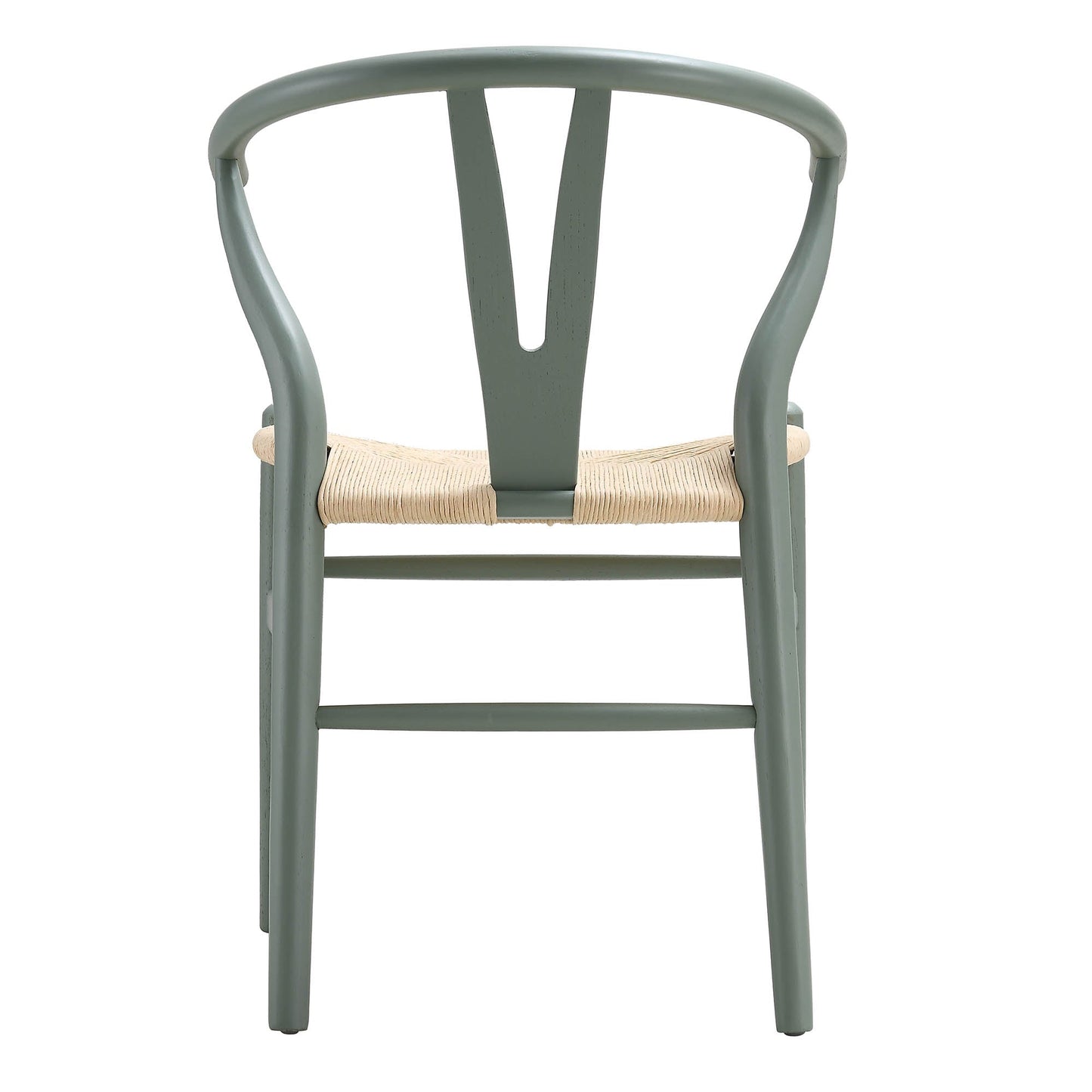 Chaise de salle à manger Hansel en bois tressé naturel, structure vert sauge