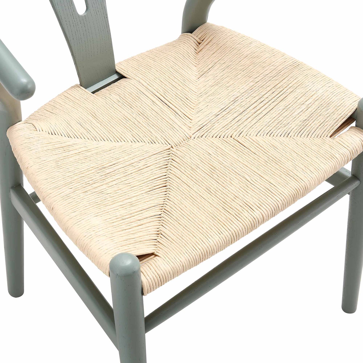 Chaise de salle à manger Hansel en bois tressé naturel, structure vert sauge