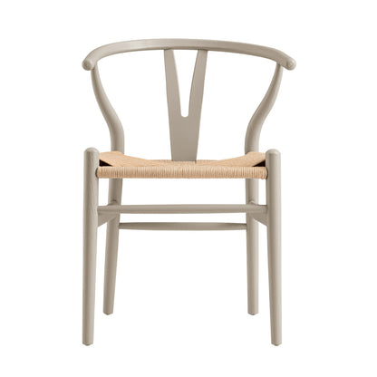 Chaise de salle à manger Hansel en bois tressé naturel, cadre couleur taupe clair