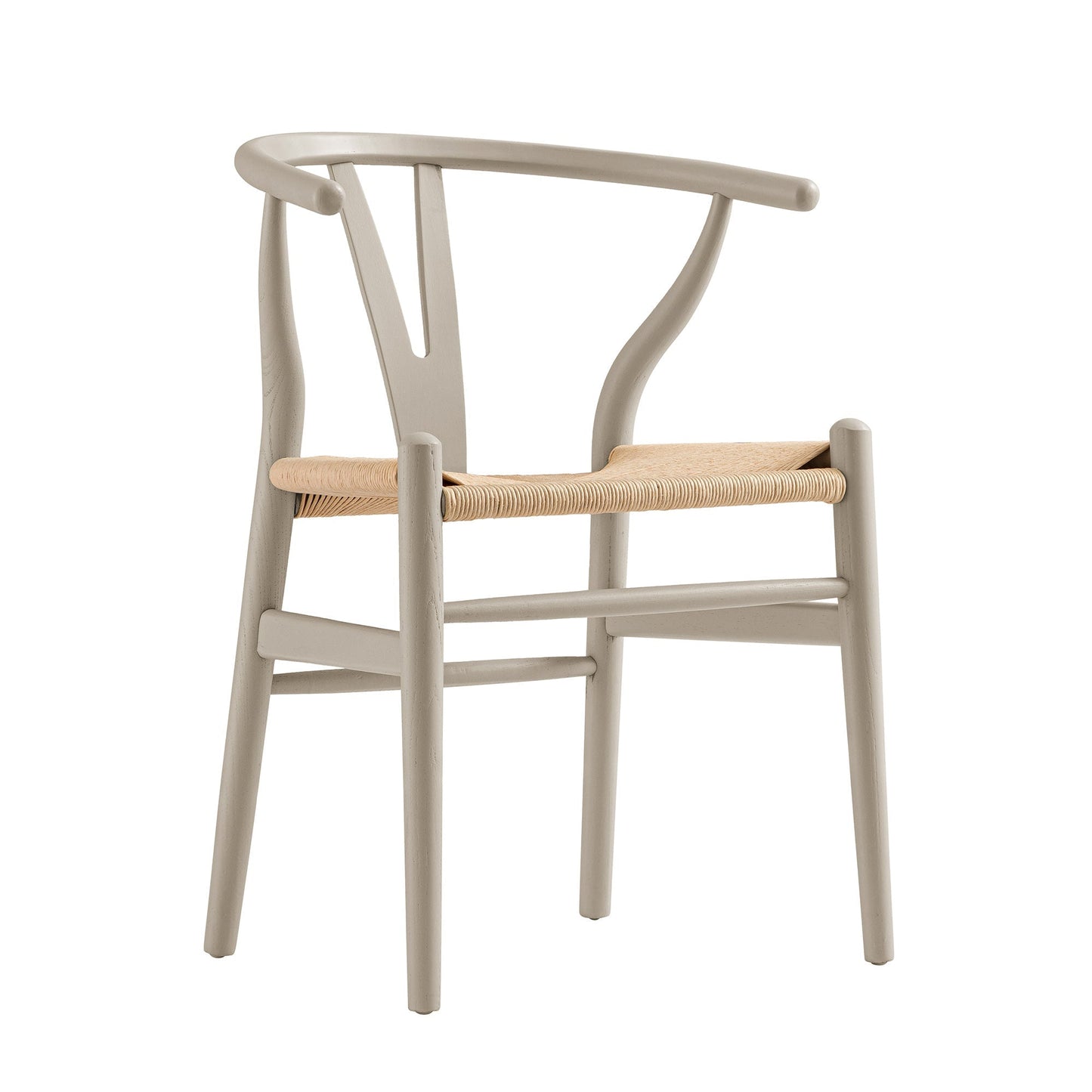 Chaise de salle à manger Hansel en bois tressé naturel, cadre couleur taupe clair