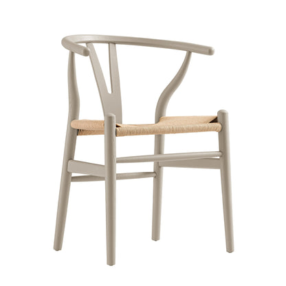 Chaise de salle à manger Hansel en bois tressé naturel, cadre couleur taupe clair