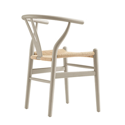 Chaise de salle à manger Hansel en bois tressé naturel, cadre couleur taupe clair