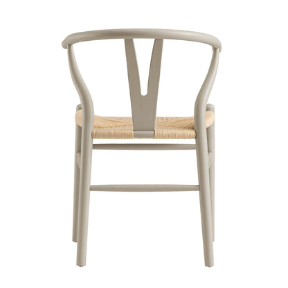 Chaise de salle à manger Hansel en bois tressé naturel, cadre couleur taupe clair
