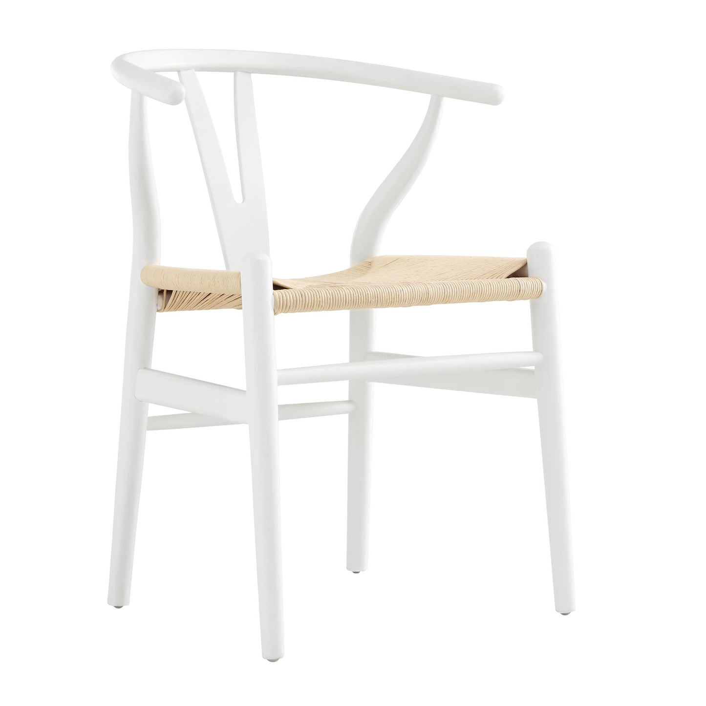 Chaise de salle à manger Hansel en bois tressé naturel, structure blanche