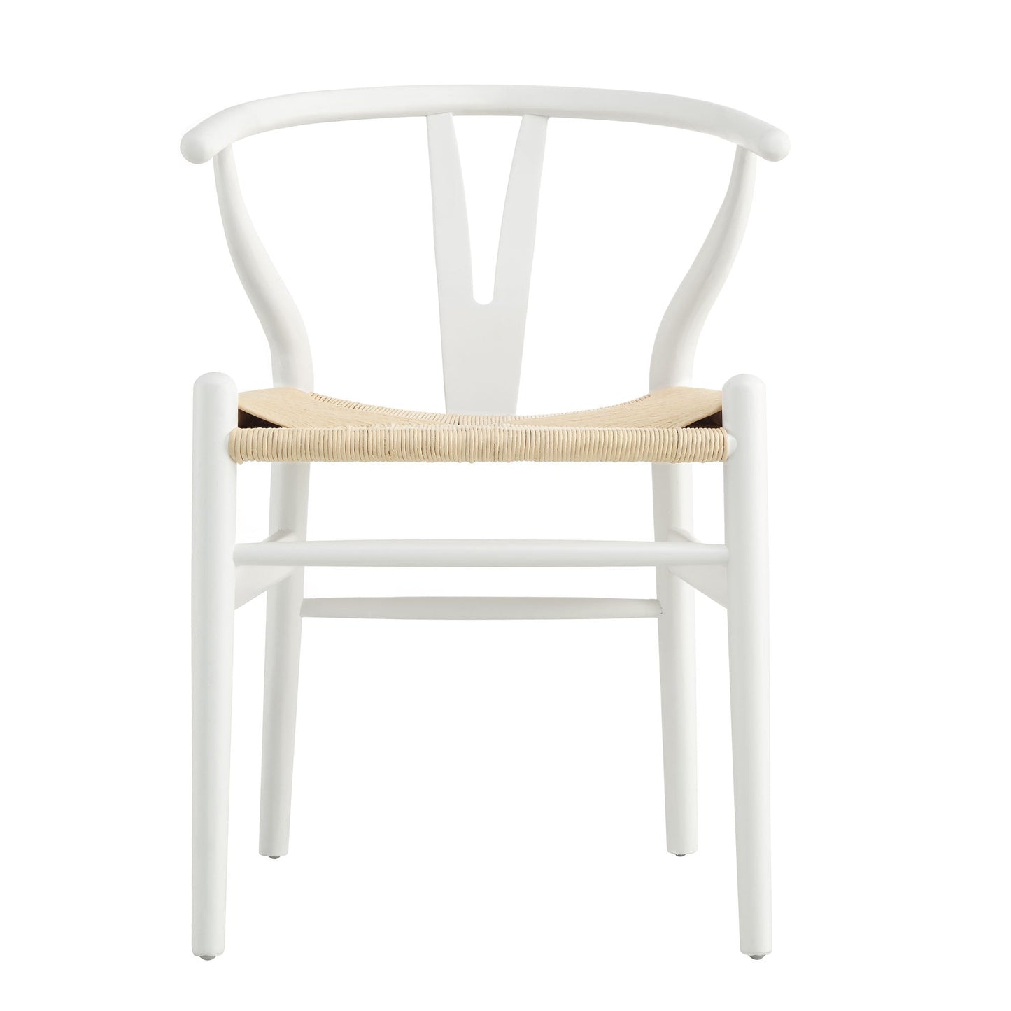 Chaise de salle à manger Hansel en bois tressé naturel, structure blanche