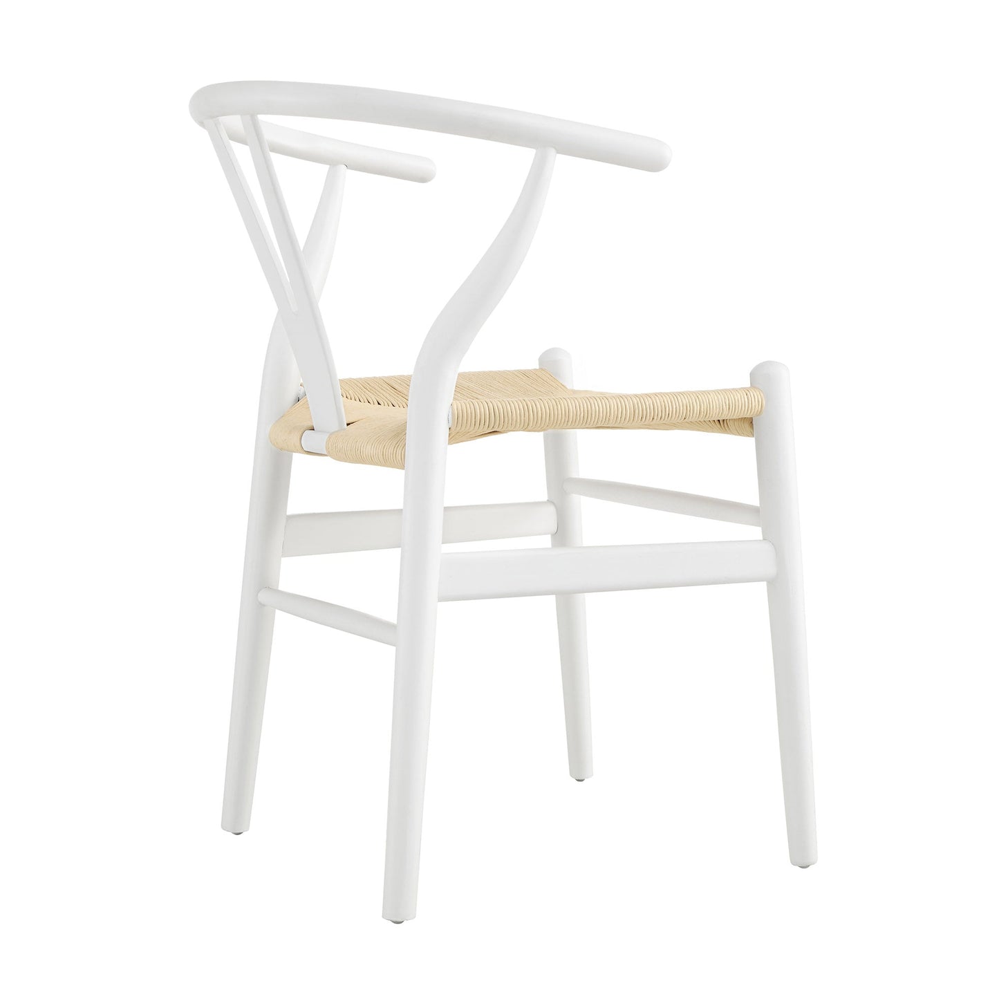 Chaise de salle à manger Hansel en bois tressé naturel, structure blanche