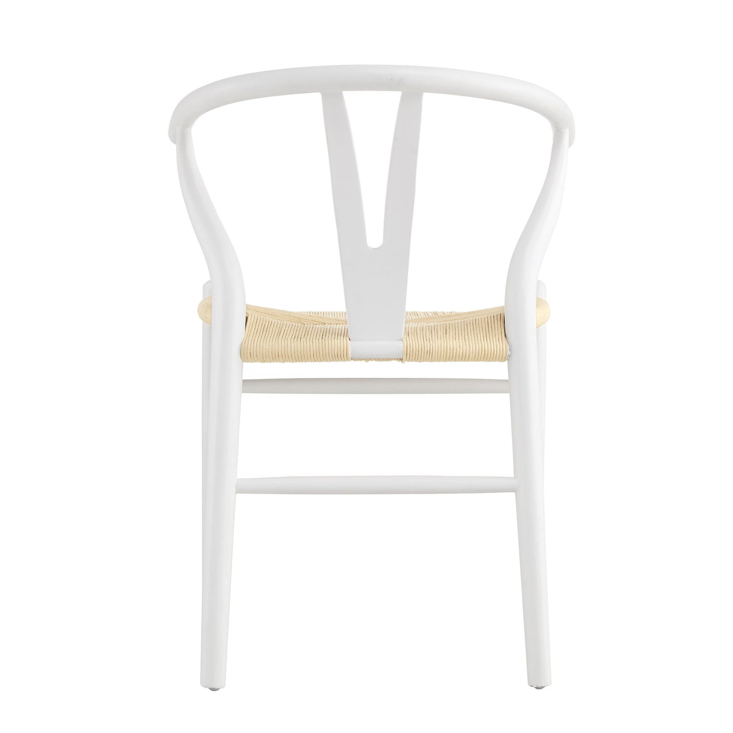 Chaise de salle à manger Hansel en bois tressé naturel, structure blanche