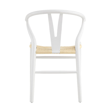 Chaise de salle à manger Hansel en bois tressé naturel, structure blanche