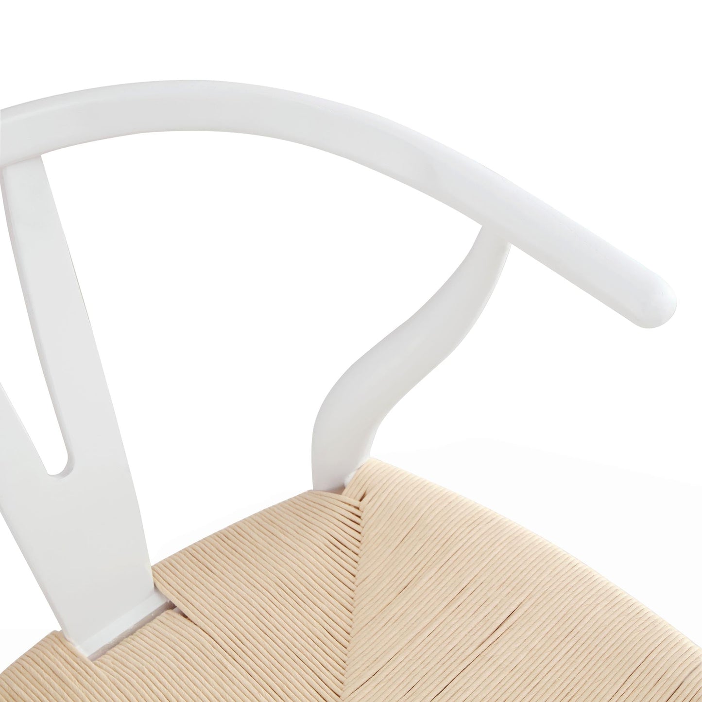 Chaise de salle à manger Hansel en bois tressé naturel, structure blanche