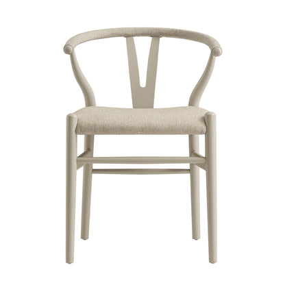 Chaise de salle à manger rembourrée Hansel, cadre taupe avec tissu avoine