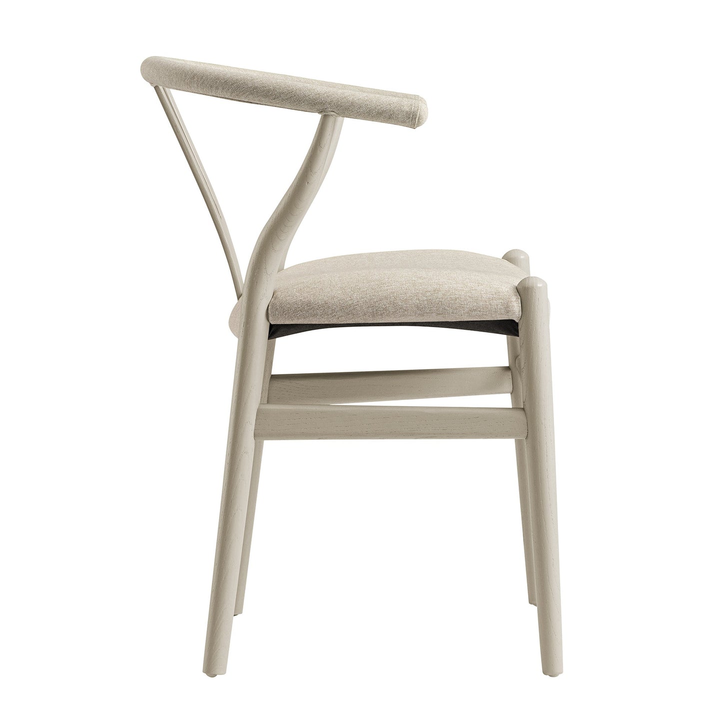 Chaise de salle à manger rembourrée Hansel, cadre taupe avec tissu avoine