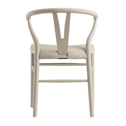 Chaise de salle à manger rembourrée Hansel, cadre taupe avec tissu avoine