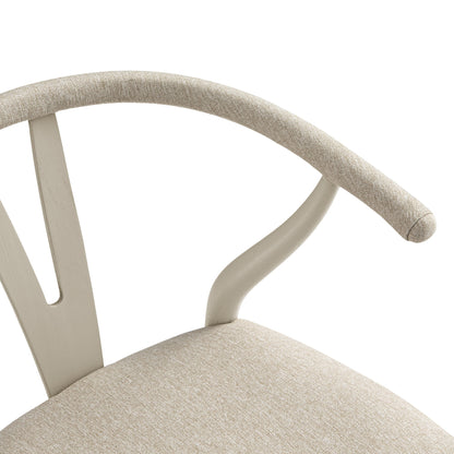 Chaise de salle à manger rembourrée Hansel, cadre taupe avec tissu avoine