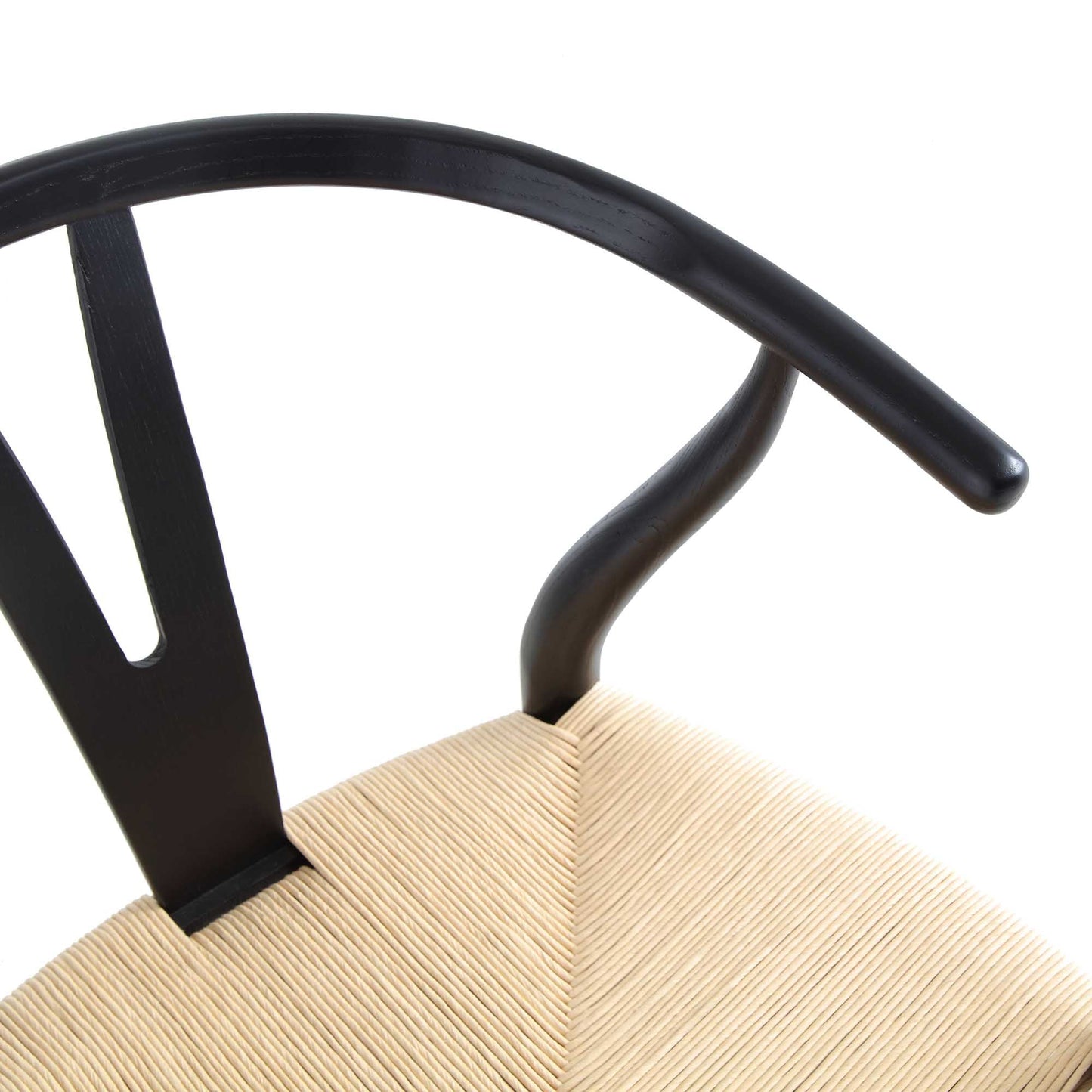 Tabouret de bar Hansel en bois tressé naturel, structure noire