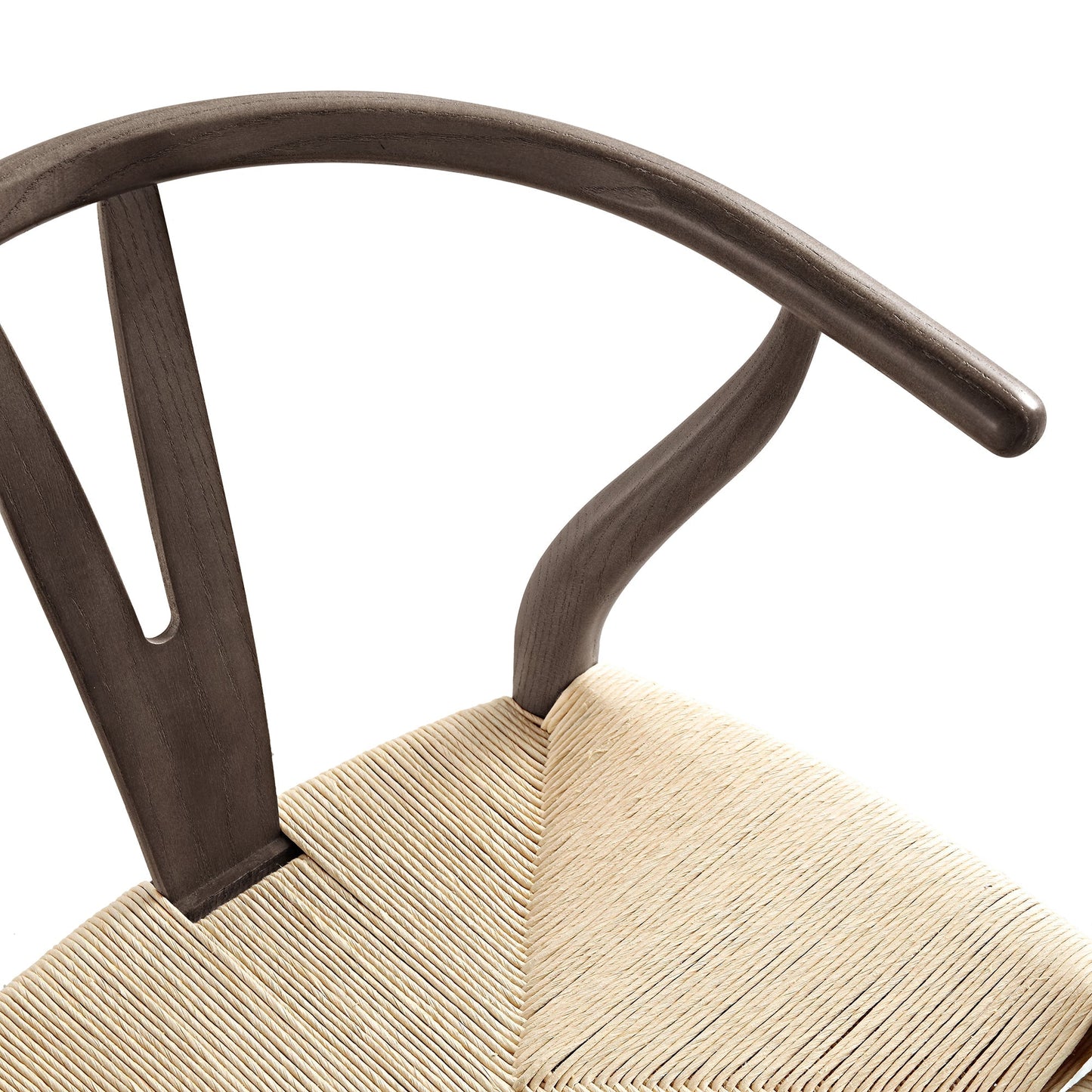 Tabouret de bar Hansel en bois tressé naturel, structure couleur noyer foncé