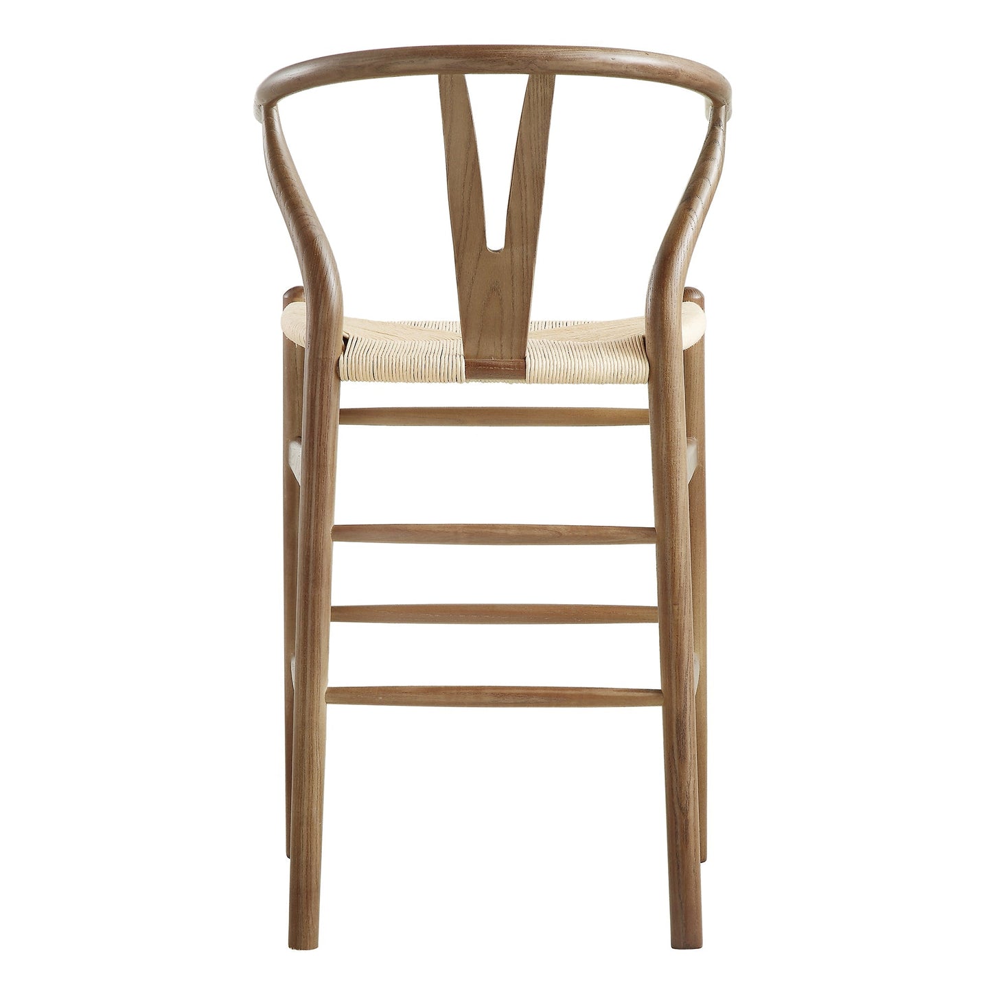 Tabouret de bar Hansel en bois tressé naturel, structure couleur noyer clair