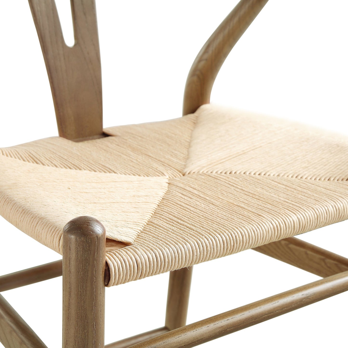 Tabouret de bar Hansel en bois tressé naturel, structure couleur noyer clair