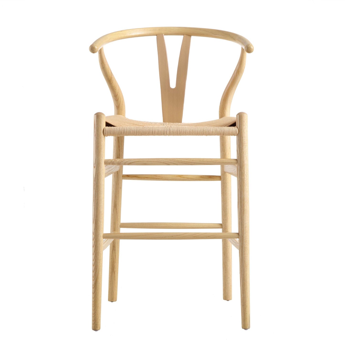 Tabouret de bar Hansel en bois tressé naturel, structure naturelle
