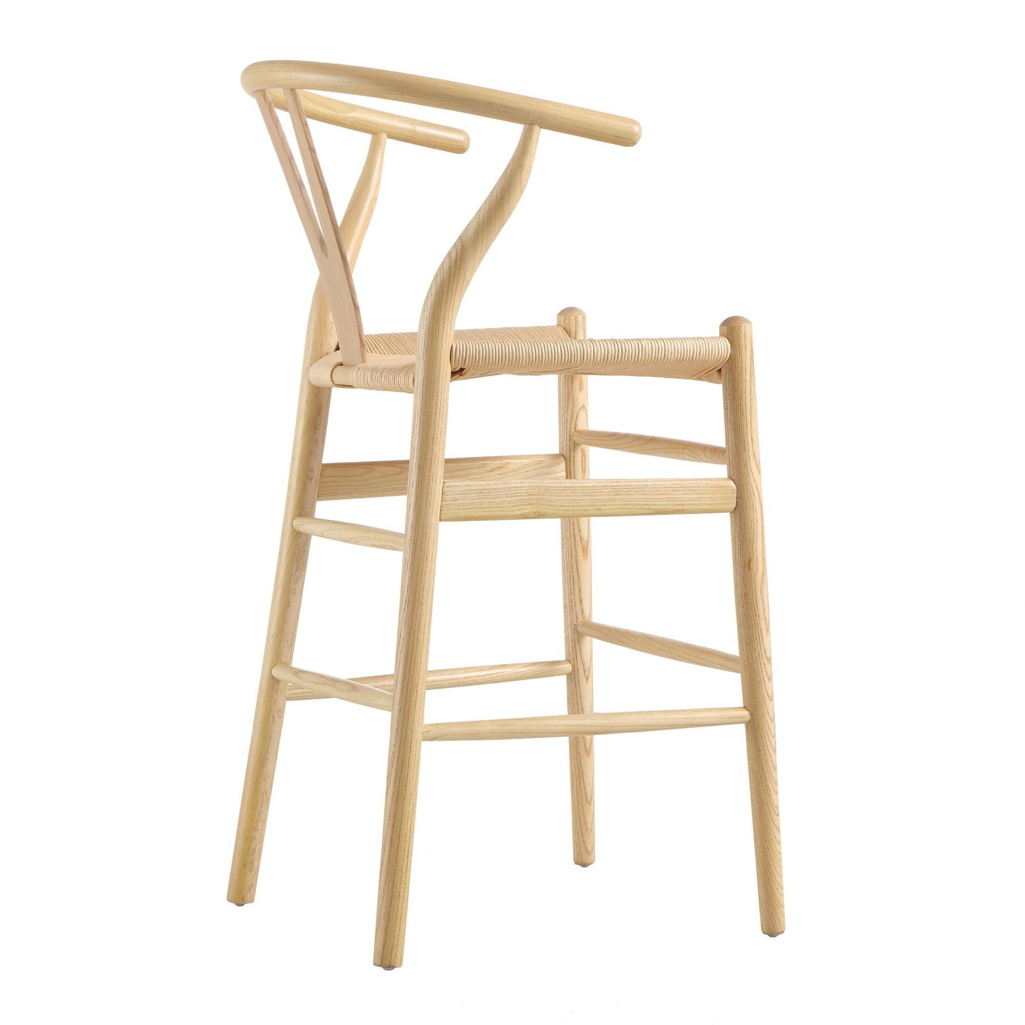 Tabouret de bar Hansel en bois tressé naturel, structure naturelle