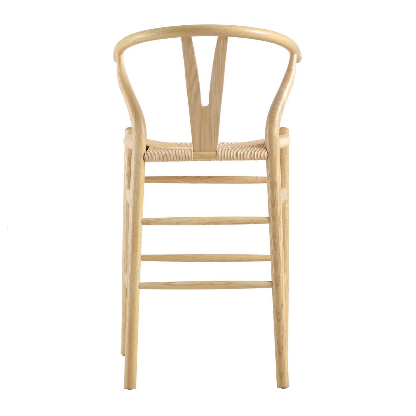 Tabouret de bar Hansel en bois tressé naturel, structure naturelle