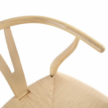 Tabouret de bar Hansel en bois tressé naturel, structure naturelle