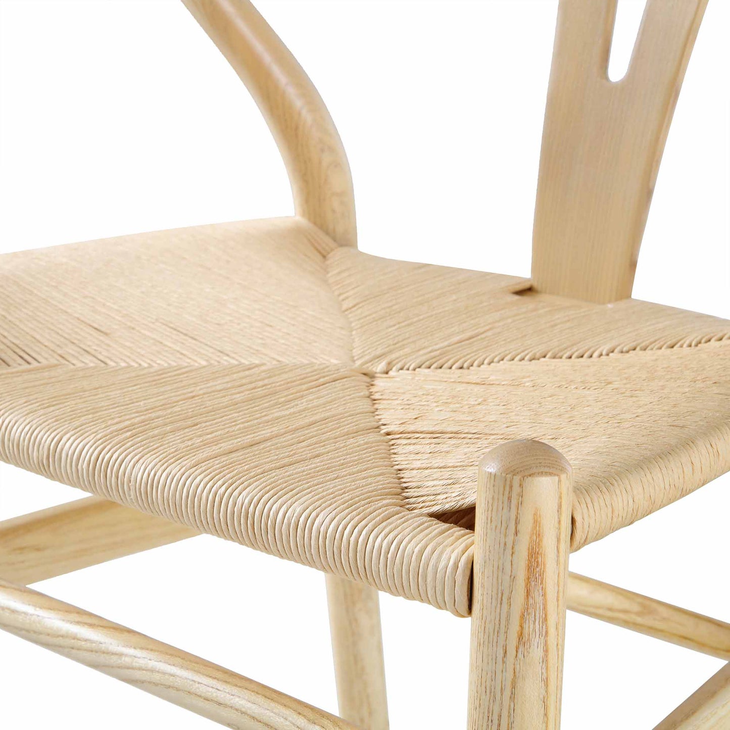 Tabouret de bar Hansel en bois tressé naturel, structure naturelle