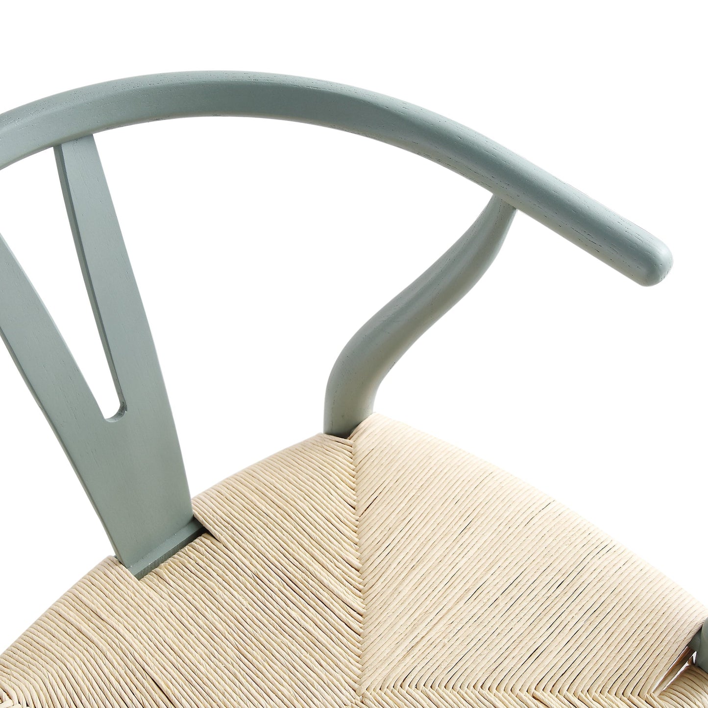Tabouret de bar Hansel en bois tressé naturel, structure vert sauge