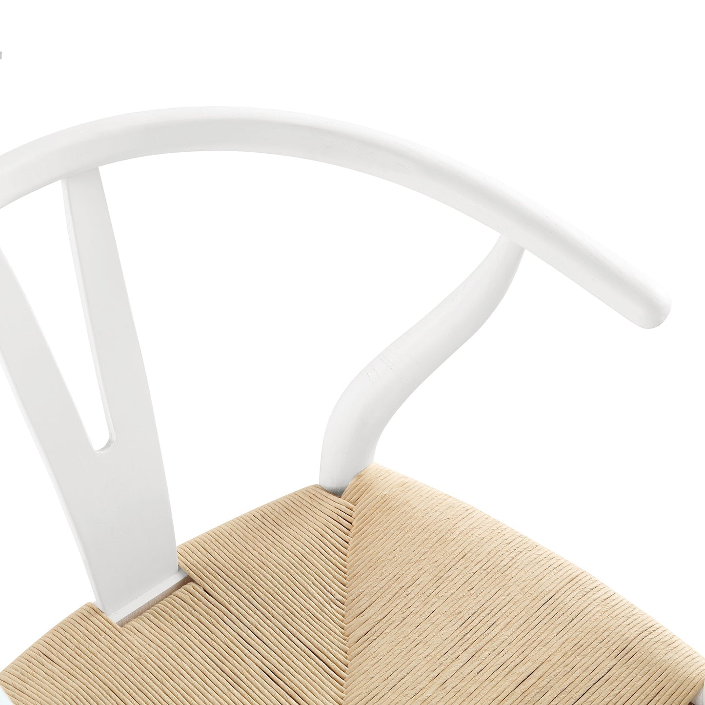 Tabouret de bar Hansel en bois tressé naturel, structure blanche