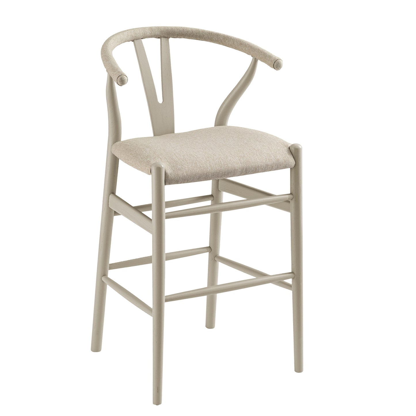 Tabouret de bar Hansel, structure taupe avec assise en tissu avoine