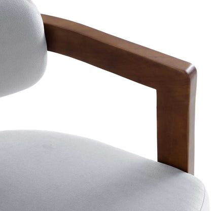 Chaise Stanford courbée en bois de noyer avec cadre en velours gris