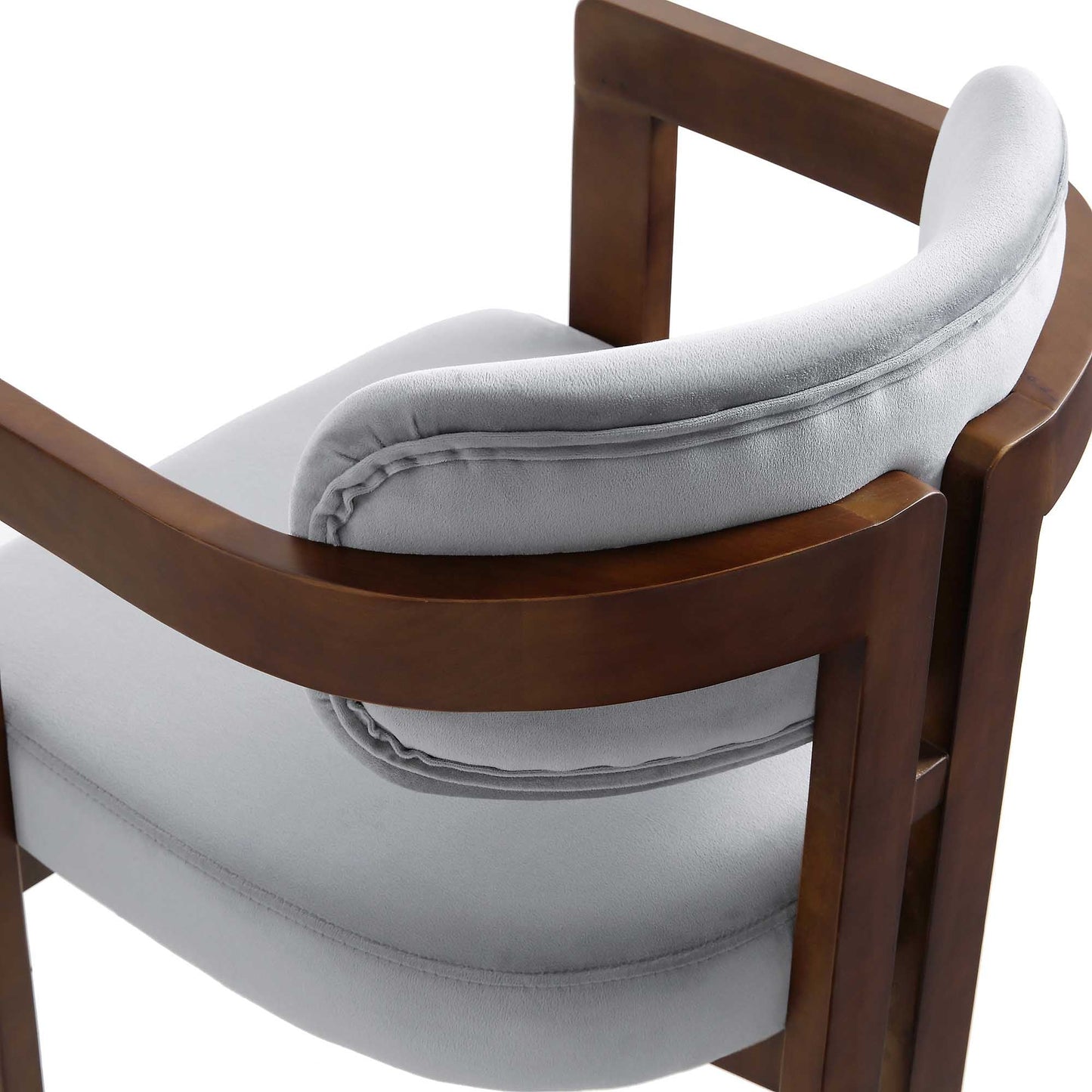 Chaise Stanford courbée en bois de noyer avec cadre en velours gris