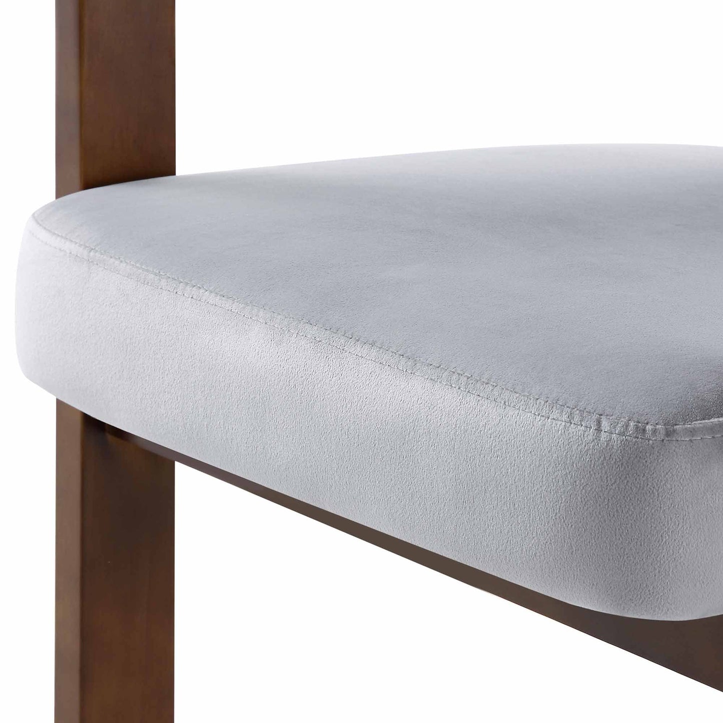Chaise Stanford courbée en bois de noyer avec cadre en velours gris