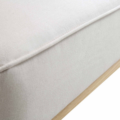 Canapé-lit Pienza en bois massif et rotin, tissu beige avec cadre naturel
