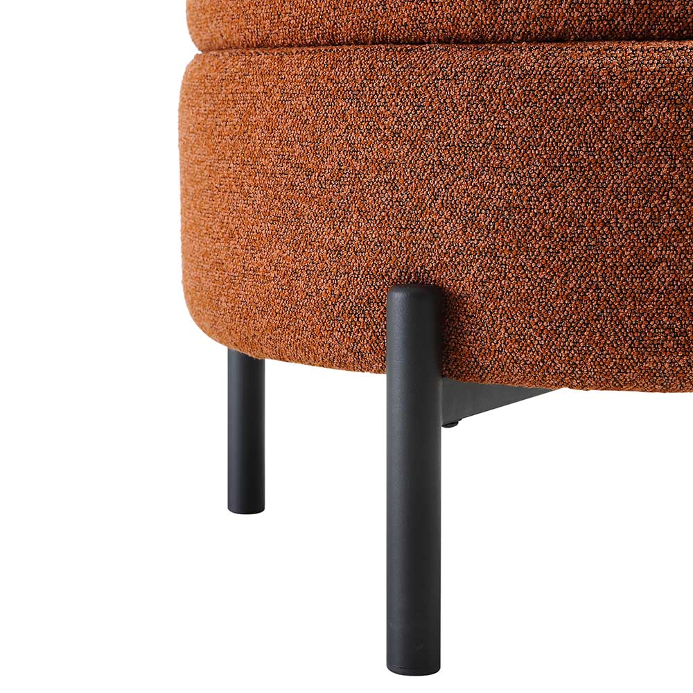 Pouf de rangement rond Amboise, boucle brique