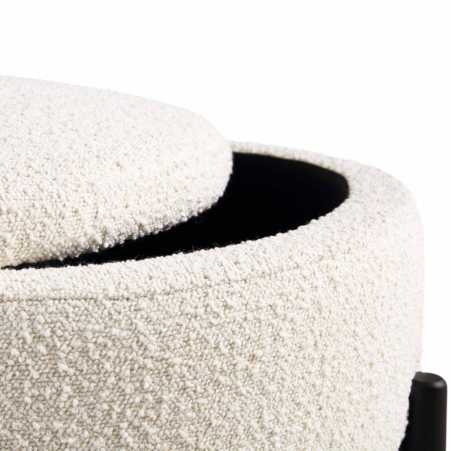 Pouf de rangement rond Amboise, boucle écru