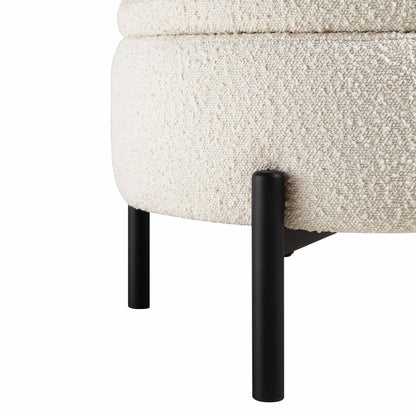 Pouf de rangement rond Amboise, boucle écru