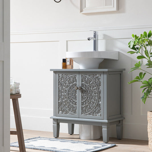 Meuble-lavabo de salle de bain sculpté Chantilly gris moyen