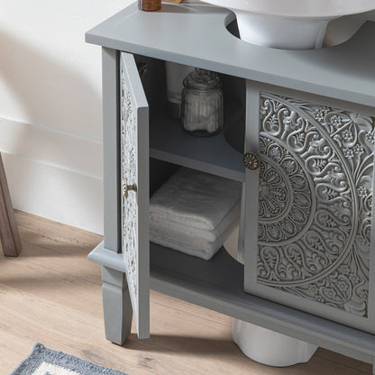 Meuble-lavabo de salle de bain sculpté Chantilly gris moyen
