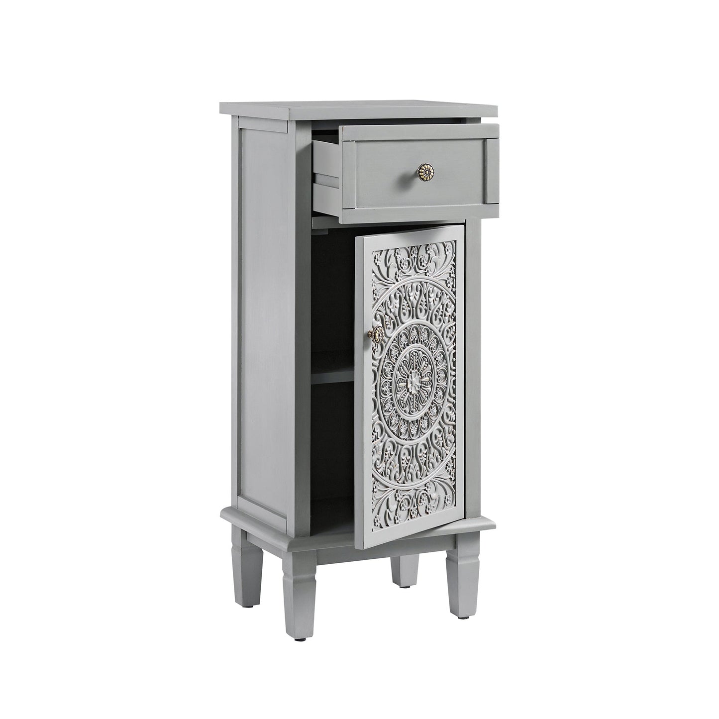 Armoire de salle de bain sculptée Chantilly gris moyen