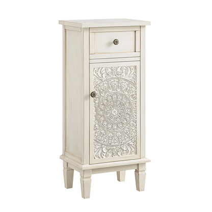 Armoire de salle de bain sculptée blanchie à la chaux de Chantilly